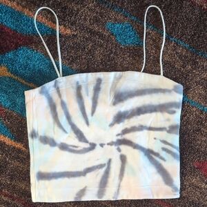American Eagle Outfitters Blue and White Tie-Dye Top